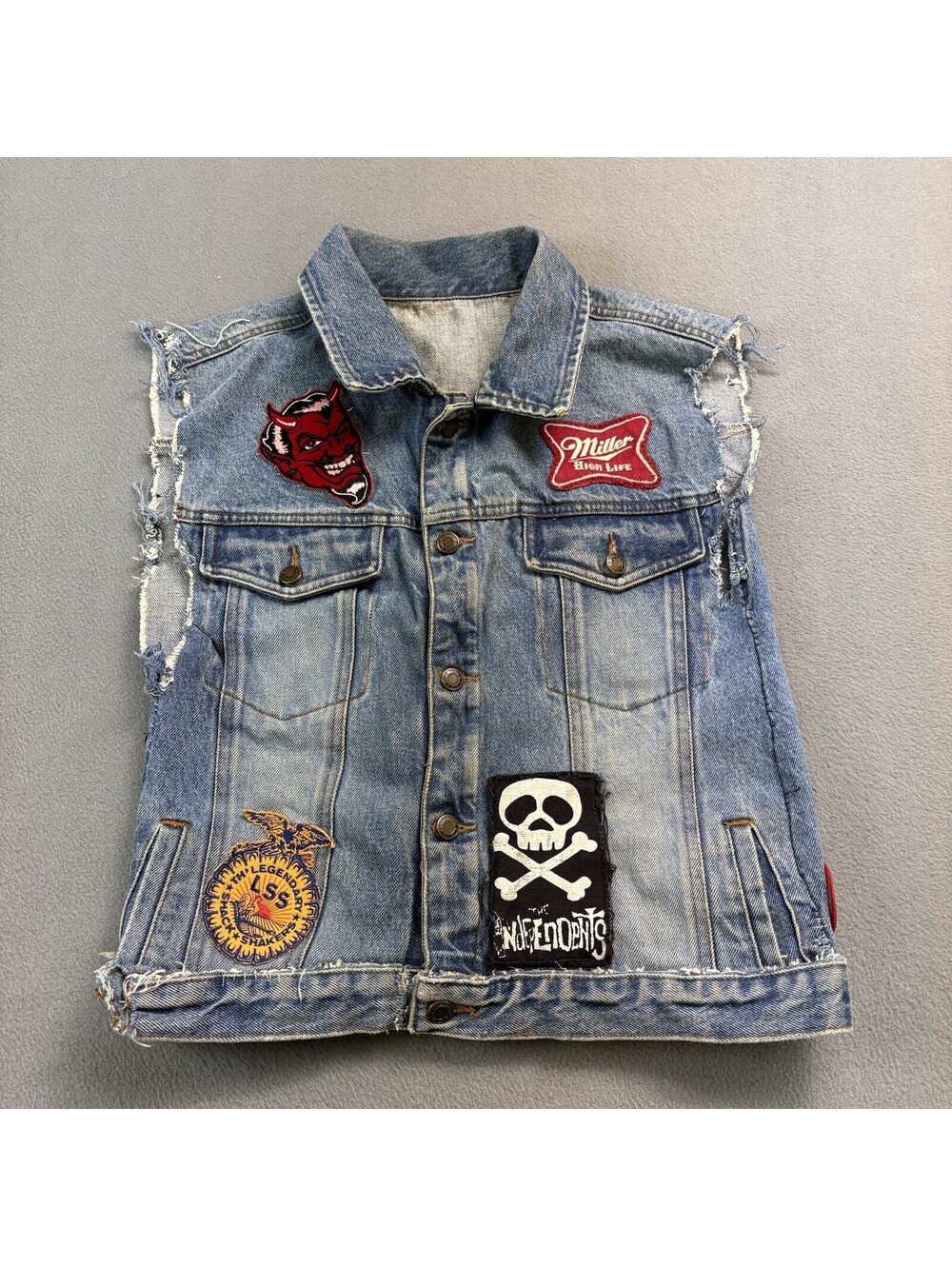 Crust Punk Patchwork Cutoff Denim Jean Vest Motörhead